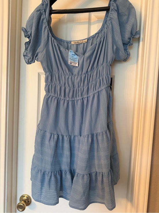 Liberty Love Dresses & Skirts - Liberty Love Light Blue Smocked Tiered Dress with Puff Sleeves